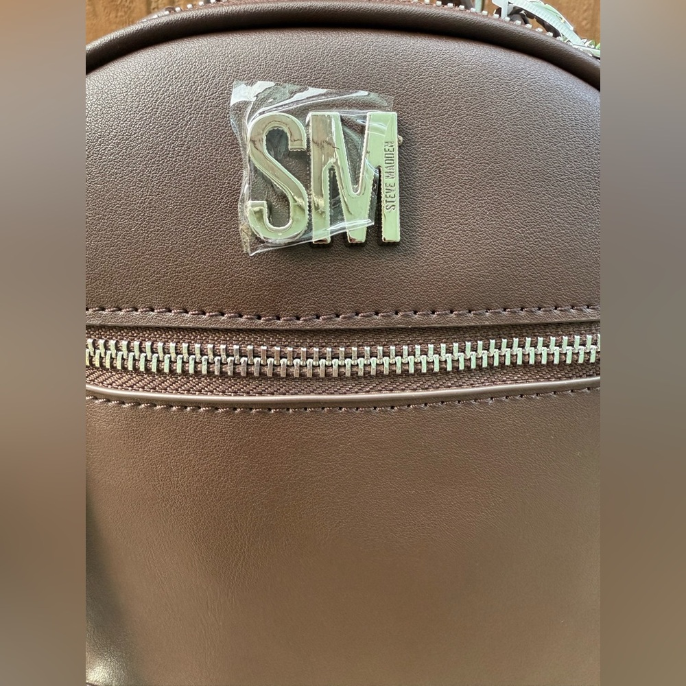 Steve Madden Chocolate BBLOGO Mini Backpack - Picture 2 of 14